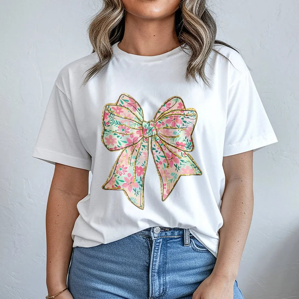 Coquette Bow T-Shirt | Aesthetic Floral Ribbon Graphic | 100% Cotton Premium Tee | Trendy Gift For Her