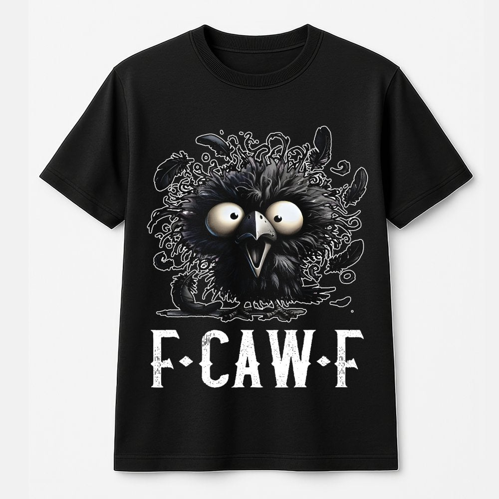 Funny Crow Graphic T-Shirt | F-CAW-F Pun Bird Lover Design | Premium 100% Cotton Tee | Gift for Him or Her