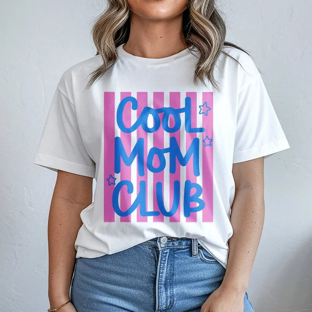 Cool Moms Club Sweatshirt | Trendy Preppy Striped Graphic | Premium Soft Cotton Blend | New Mom Gift for Her