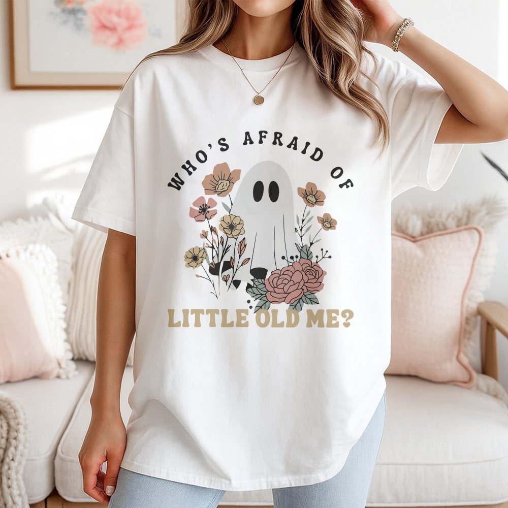 Ghost T-Shirt | Floral Spooky Aesthetic Graphic | Premium 100% Cotton | Halloween Birthday Gift For Her