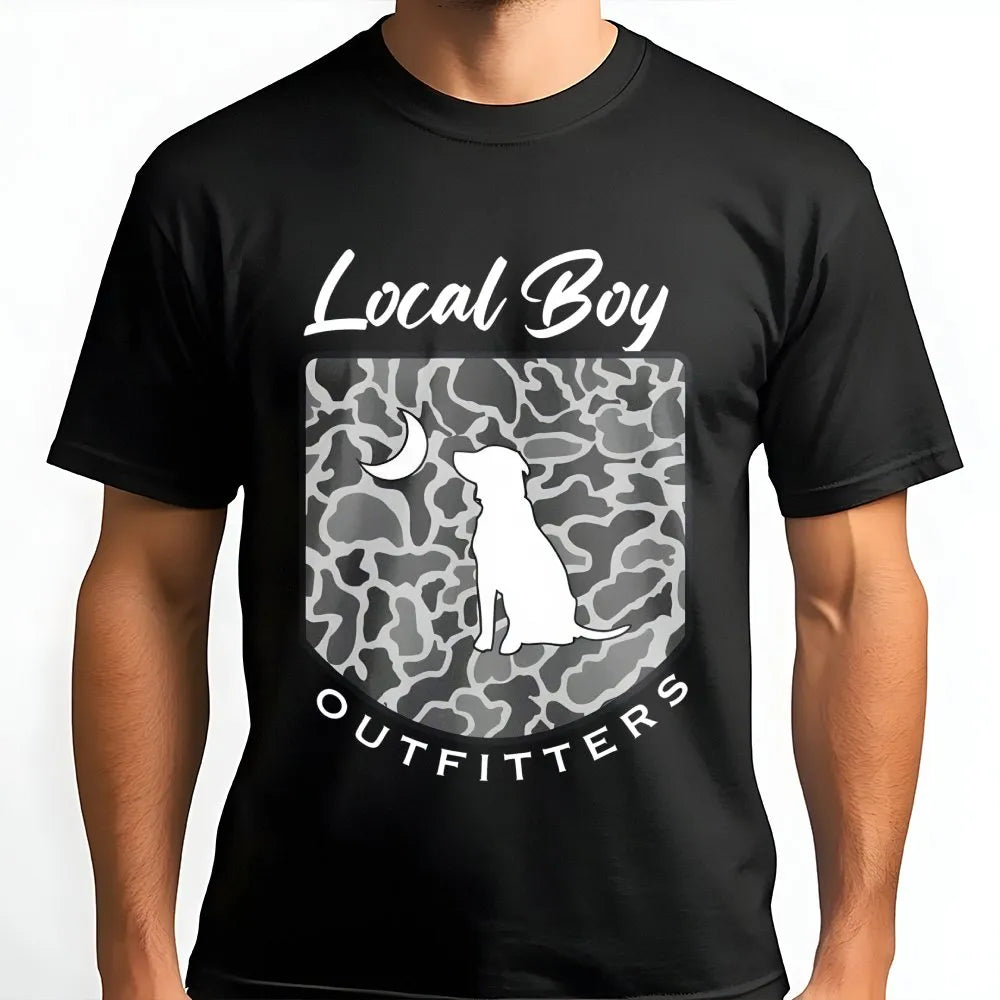 Labrador Retriever T-Shirt | Grey Camo Moon Graphic | Premium Cotton Unisex Tee | Country Outdoor Lover Gift