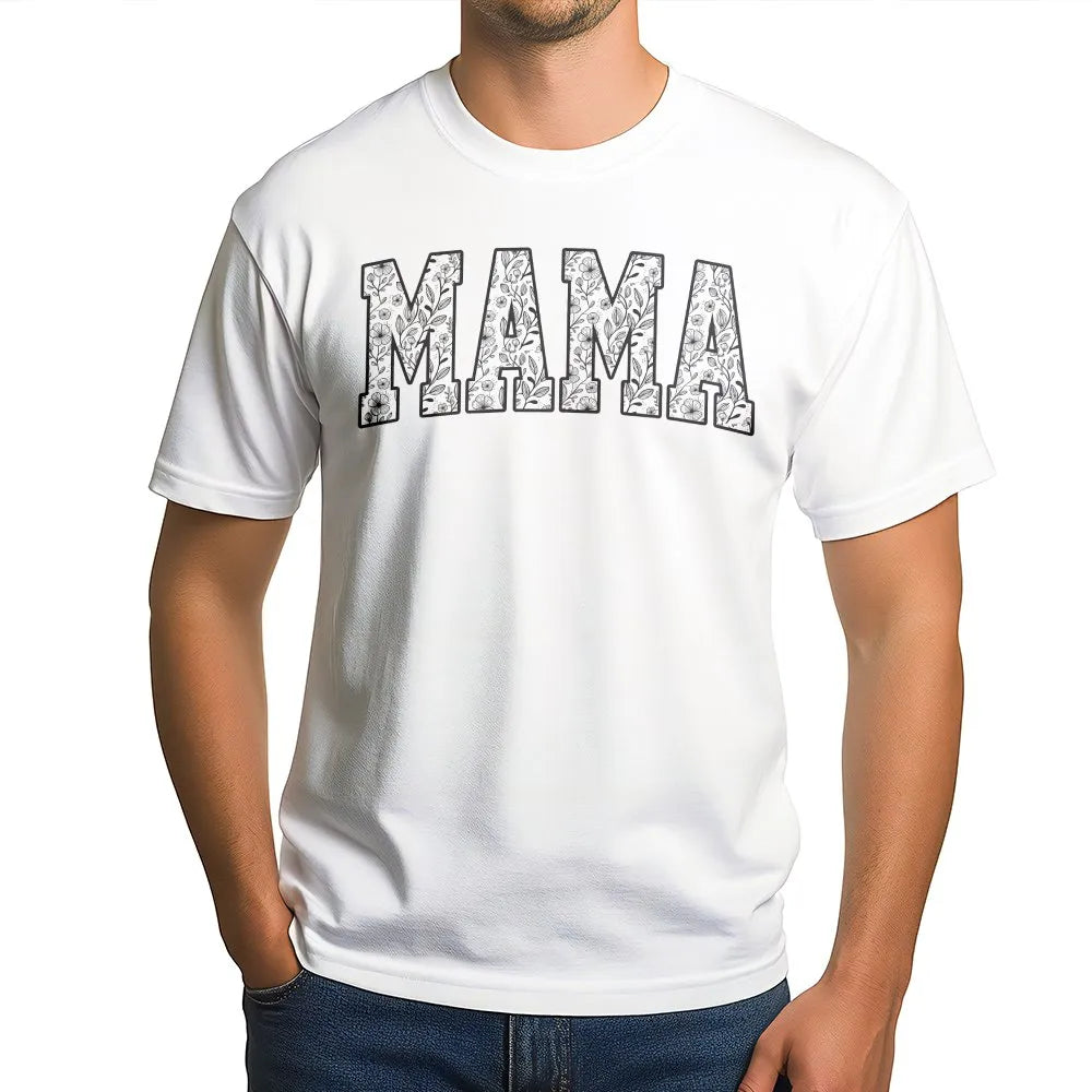 Mama T-Shirt | Floral Botanical Lettering | 100% Premium Cotton | Cute Pregnancy Announcement Gift For Mom