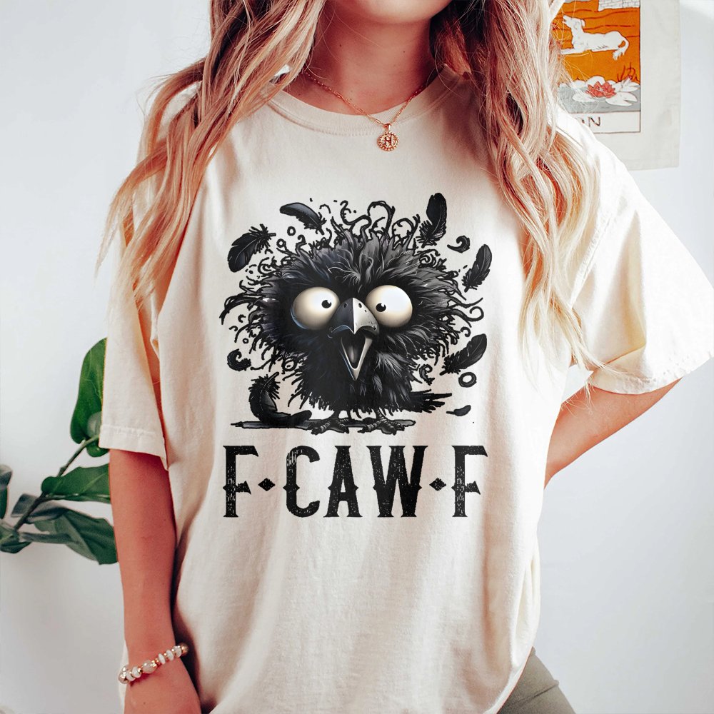 Funny Crow Graphic T-Shirt | F-CAW-F Pun Bird Lover Design | Premium 100% Cotton Tee | Gift for Him or Her