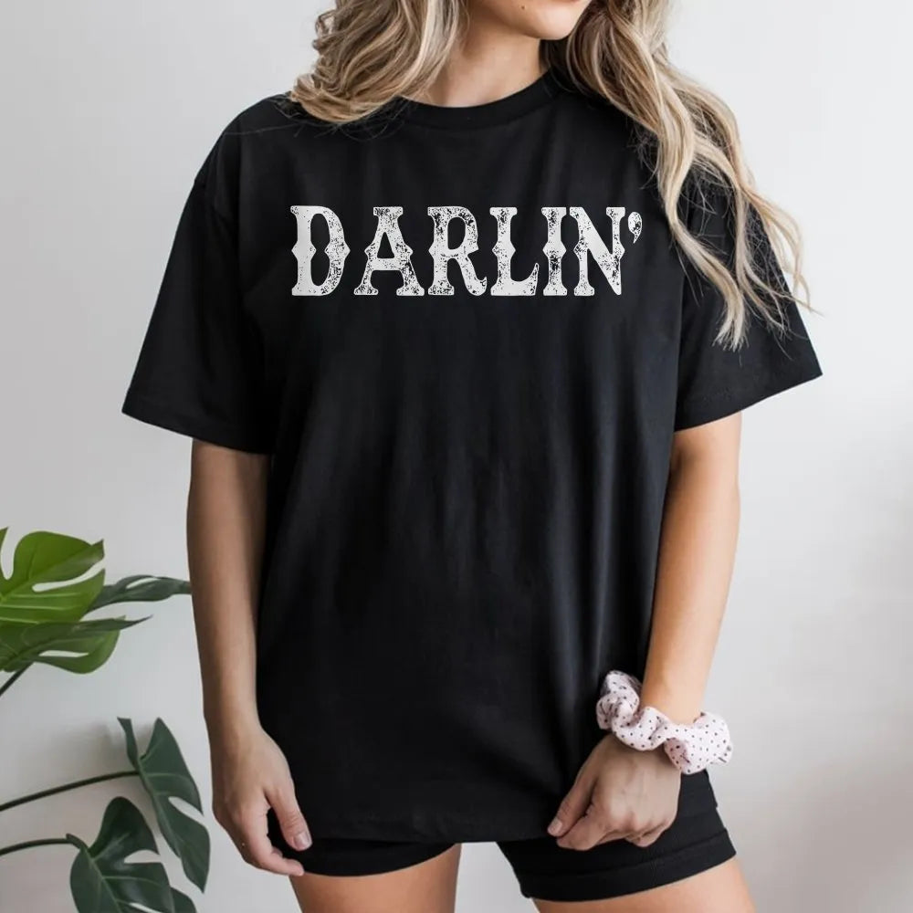 Darlin T-Shirt | Retro Western Country Aesthetic | 100% Cotton Premium Tee | Cute Cowgirl Gift for Women