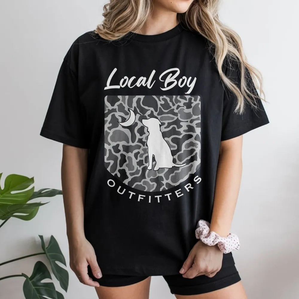 Labrador Retriever T-Shirt | Grey Camo Moon Graphic | Premium Cotton Unisex Tee | Country Outdoor Lover Gift