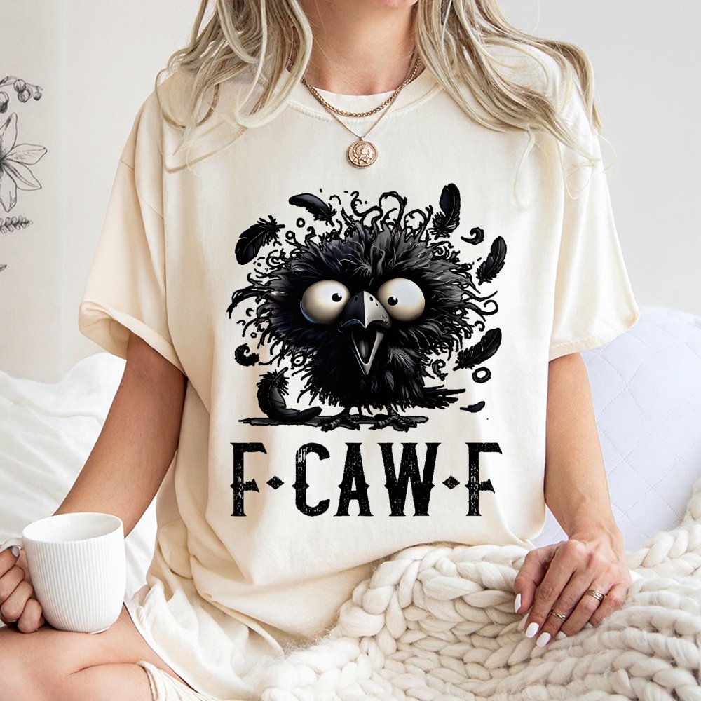 Funny Crow Graphic T-Shirt | F-CAW-F Pun Bird Lover Design | Premium 100% Cotton Tee | Gift for Him or Her