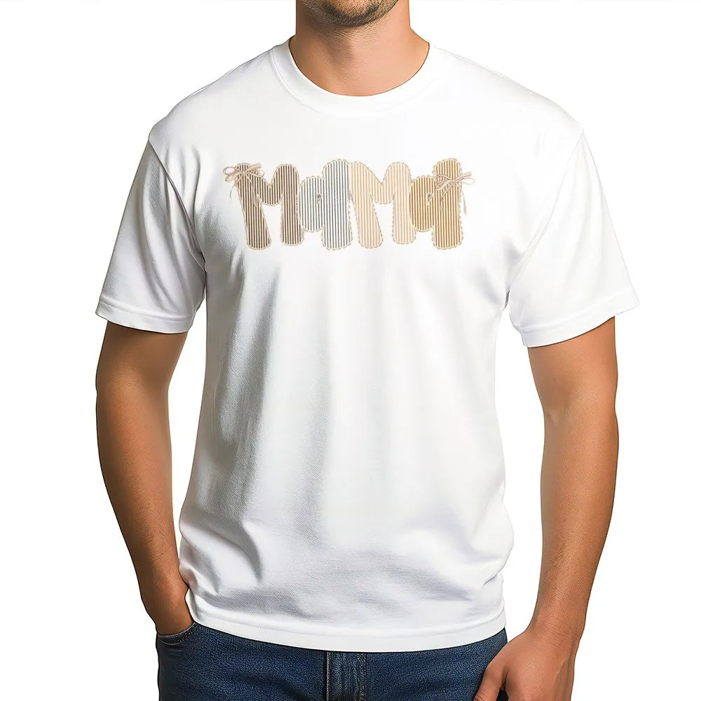Mama T-Shirt | Trendy Seersucker Style Graphic Tee | Soft 100% Cotton | Mothers Day Gift for New Mom