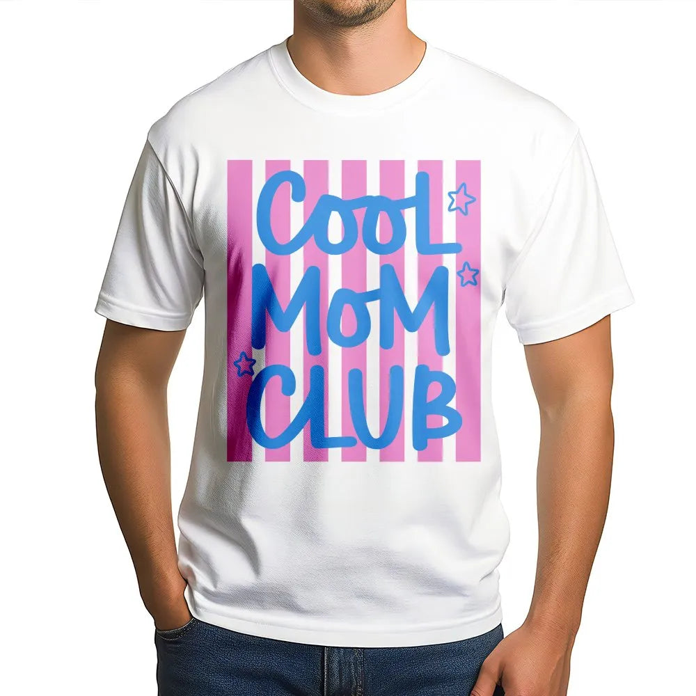 Cool Moms Club Sweatshirt | Trendy Preppy Striped Graphic | Premium Soft Cotton Blend | New Mom Gift for Her