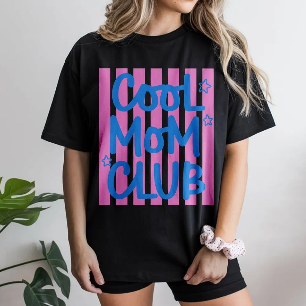 Cool Moms Club Sweatshirt | Trendy Preppy Striped Graphic | Premium Soft Cotton Blend | New Mom Gift for Her