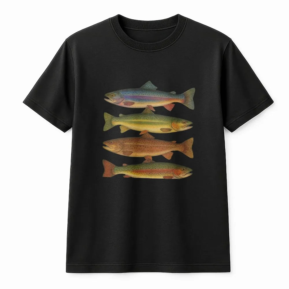 Vintage Trout T-Shirt | Retro Fish Species Illustration | Premium Cotton Tee | Gift for Fisherman & Angler