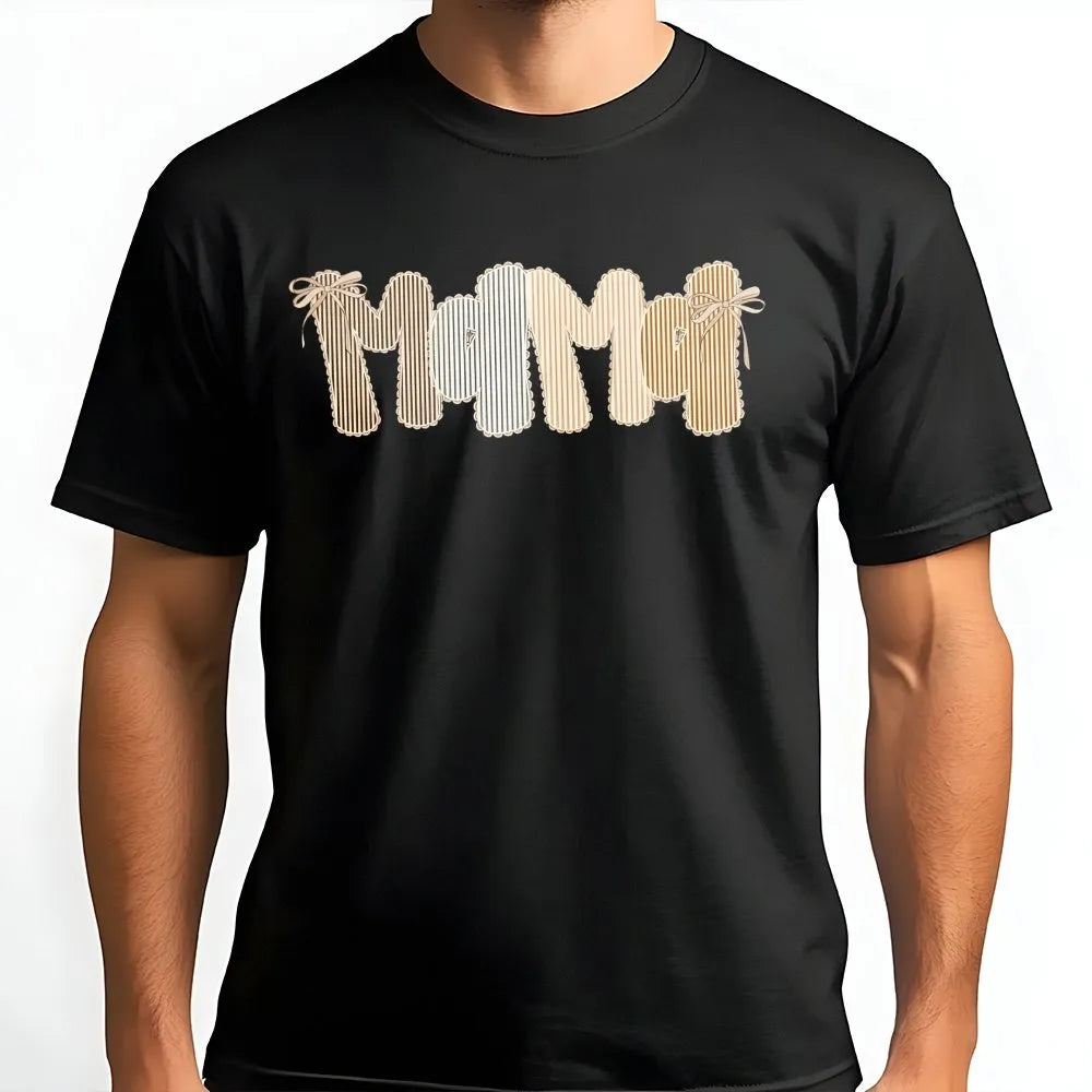 Mama T-Shirt | Trendy Seersucker Style Graphic Tee | Soft 100% Cotton | Mothers Day Gift for New Mom