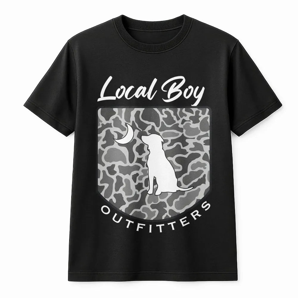 Labrador Retriever T-Shirt | Grey Camo Moon Graphic | Premium Cotton Unisex Tee | Country Outdoor Lover Gift
